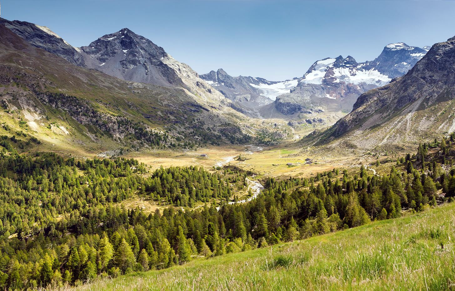 L'acqua Levissima nasce in un grande parco verde nel cuore delle Alpi: la Valtellina